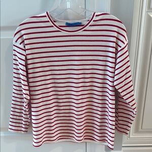 J. McLaughlin Red and White Striped Long Sleeve Tee